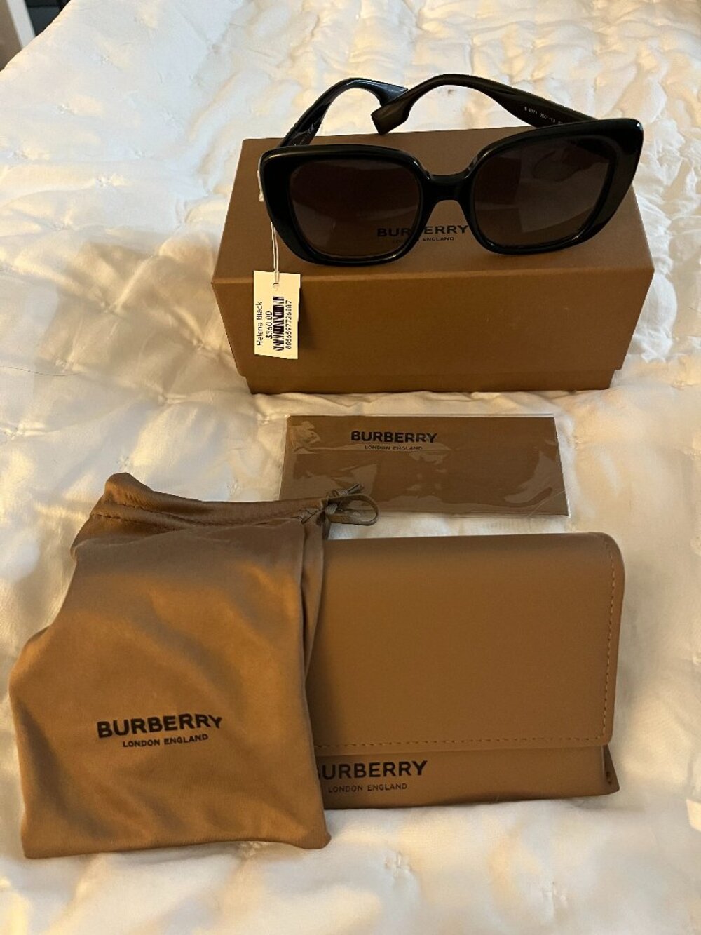 NWT Burberry Helena BE4371 Polarized Black Sunglasses $360